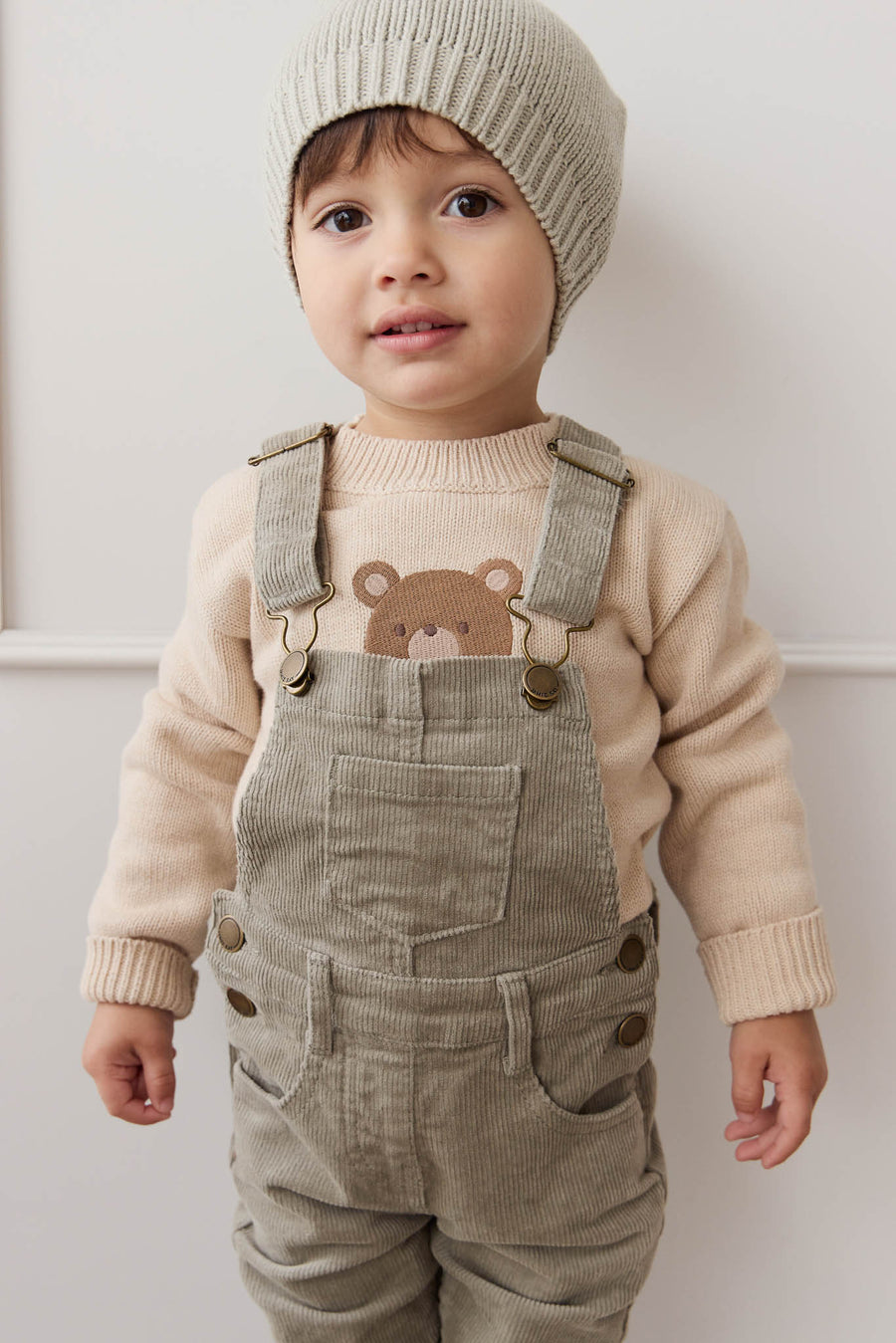 Leon Jumper - Oatmeal Marle Jacquard Bobbie Bear Childrens Jumper from Jamie Kay NZ