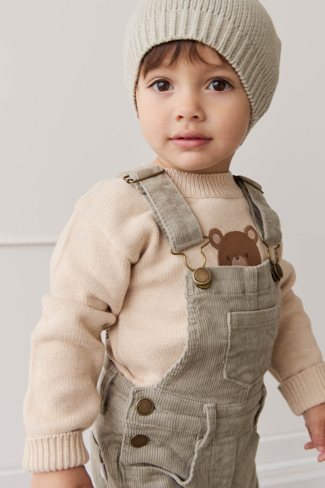 Leon Jumper - Oatmeal Marle Jacquard Bobbie Bear Childrens Jumper from Jamie Kay NZ