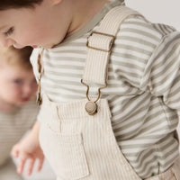 Jordie Overall - Fine Stripe Biscuit/Cloud Childrens Overall from Jamie Kay NZ