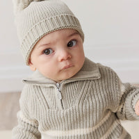 Jack Zip Jumper - Moss Marle Stripe Childrens Jumper from Jamie Kay NZ