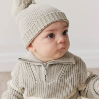 Jack Zip Jumper - Moss Marle Stripe Childrens Jumper from Jamie Kay NZ