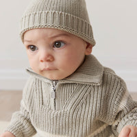 Jack Zip Jumper - Moss Marle Stripe Childrens Jumper from Jamie Kay NZ