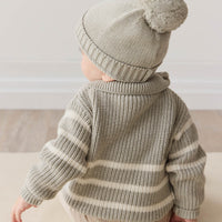 Jack Zip Jumper - Moss Marle Stripe Childrens Jumper from Jamie Kay NZ