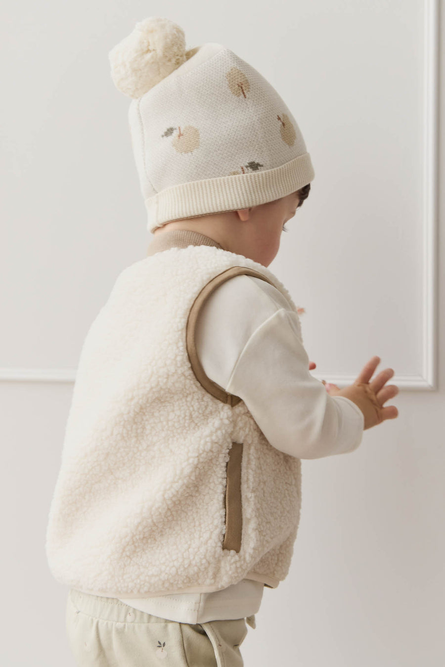 Jody Sherpa Vest - Natural/Cashew Childrens Vest from Jamie Kay NZ