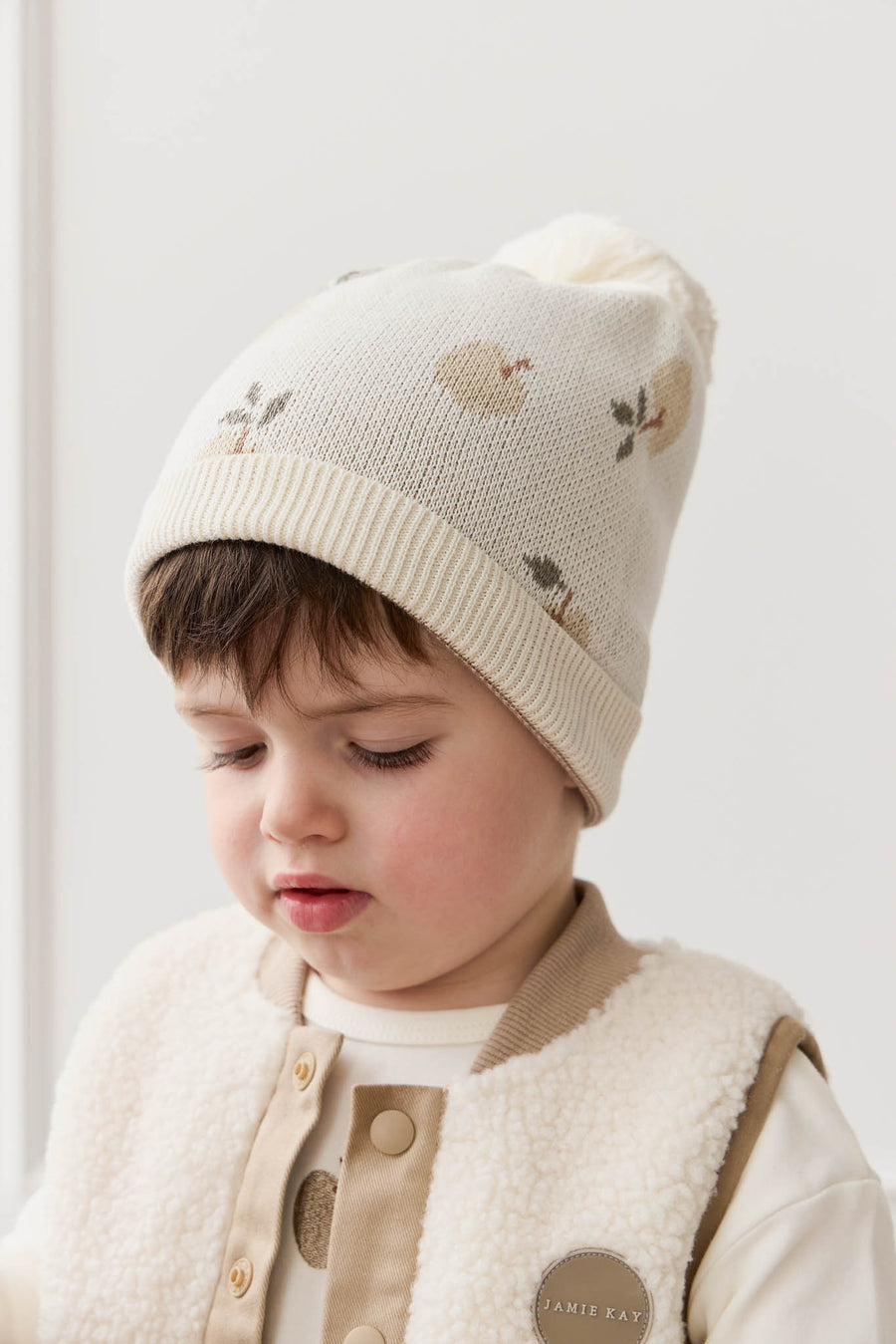 Ethan Hat - Jacquard Fresh Apple Tofu Childrens Hat from Jamie Kay NZ