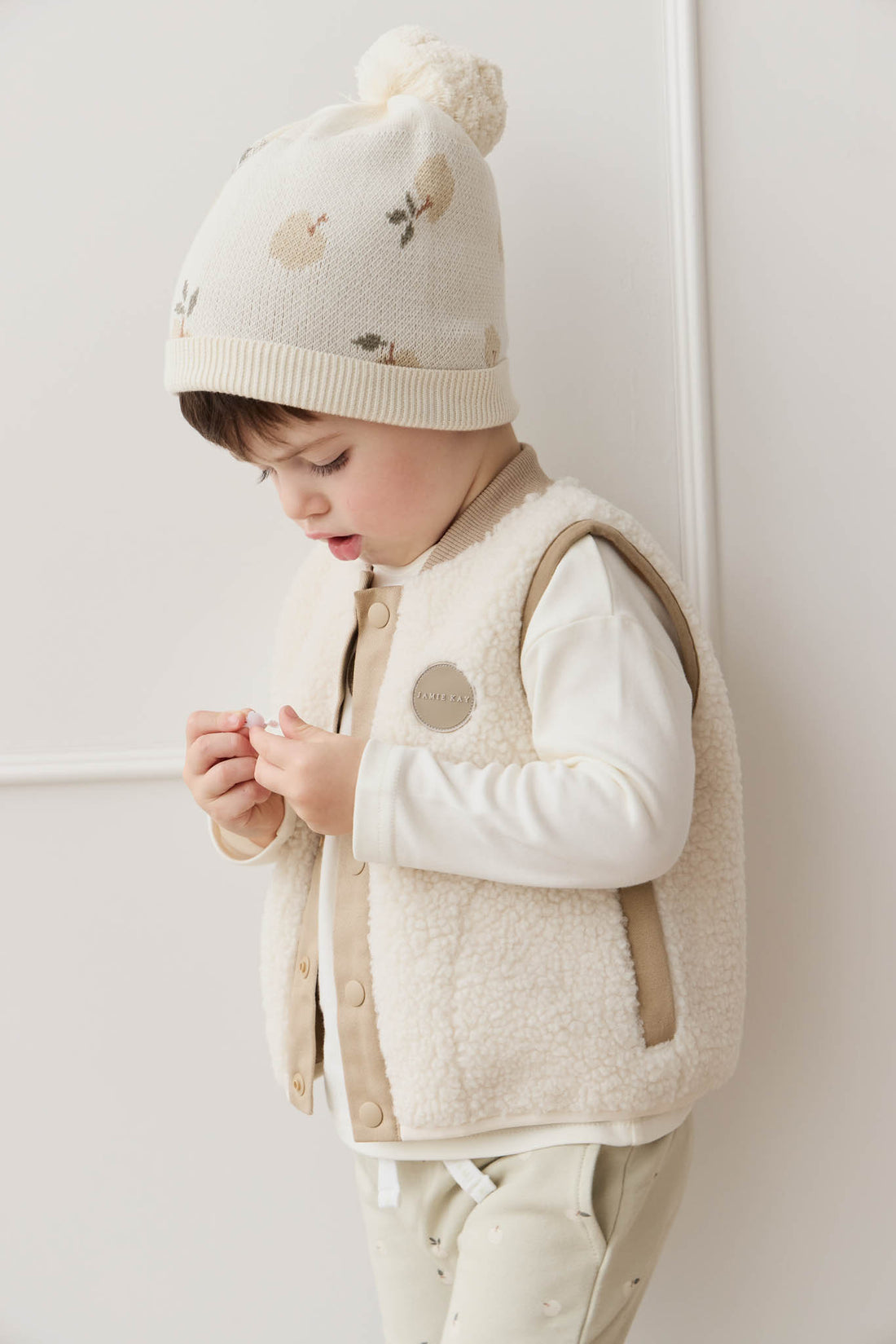 Ethan Hat - Jacquard Fresh Apple Tofu Childrens Hat from Jamie Kay NZ