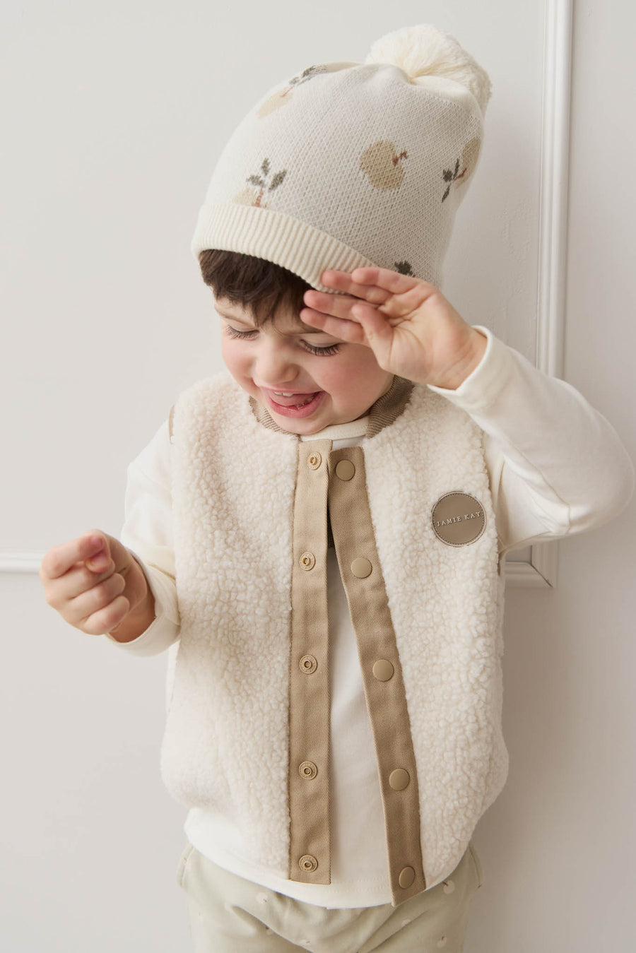 Jody Sherpa Vest - Natural/Cashew Childrens Vest from Jamie Kay NZ