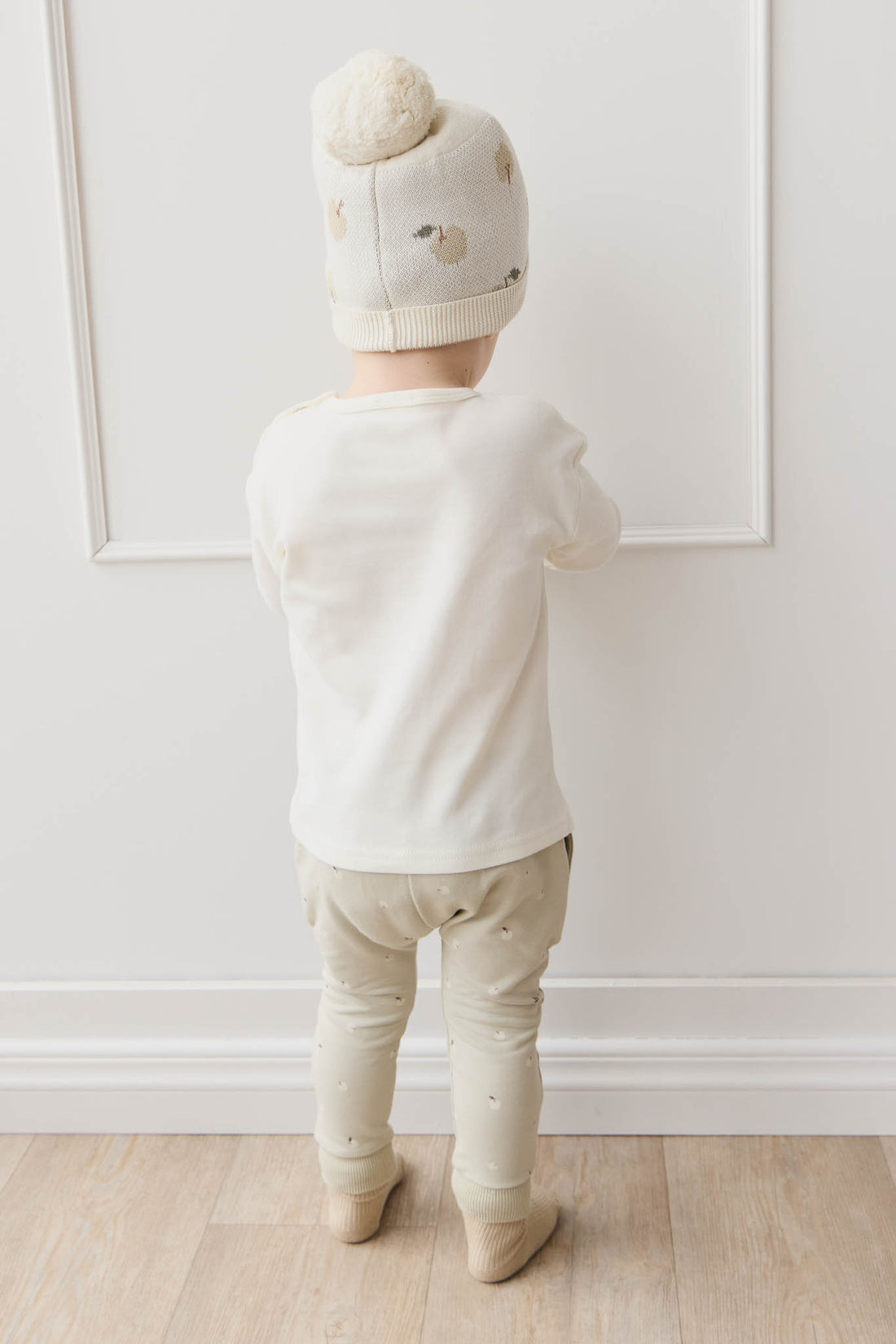 Pima Cotton Arnold Long Sleeve Top - Parchment Fresh Apple Childrens Top from Jamie Kay NZ