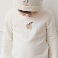 Pima Cotton Arnold Long Sleeve Top - Parchment Fresh Apple Childrens Top from Jamie Kay NZ