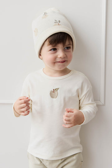 Pima Cotton Arnold Long Sleeve Top - Parchment Fresh Apple Childrens Top from Jamie Kay NZ