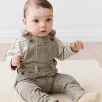 Pima Cotton Arnold Long Sleeve Top - Narrow Stripe Moss/Cloud Childrens Top from Jamie Kay NZ