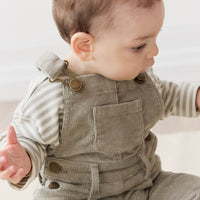 Pima Cotton Arnold Long Sleeve Top - Narrow Stripe Moss/Cloud Childrens Top from Jamie Kay NZ