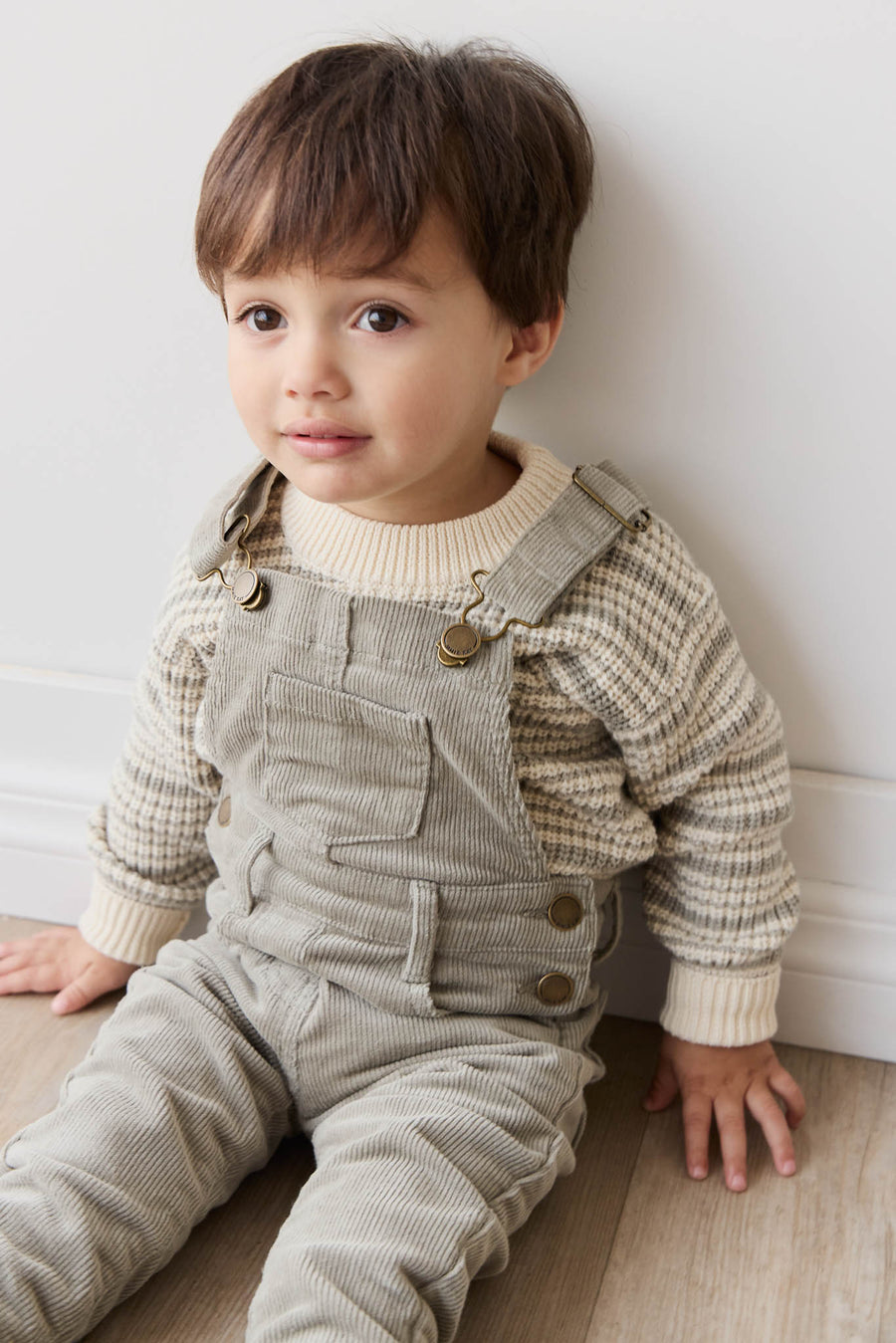 Leon Jumper - Harvest Stripe Moss/Cassava Childrens Jumper from Jamie Kay NZ