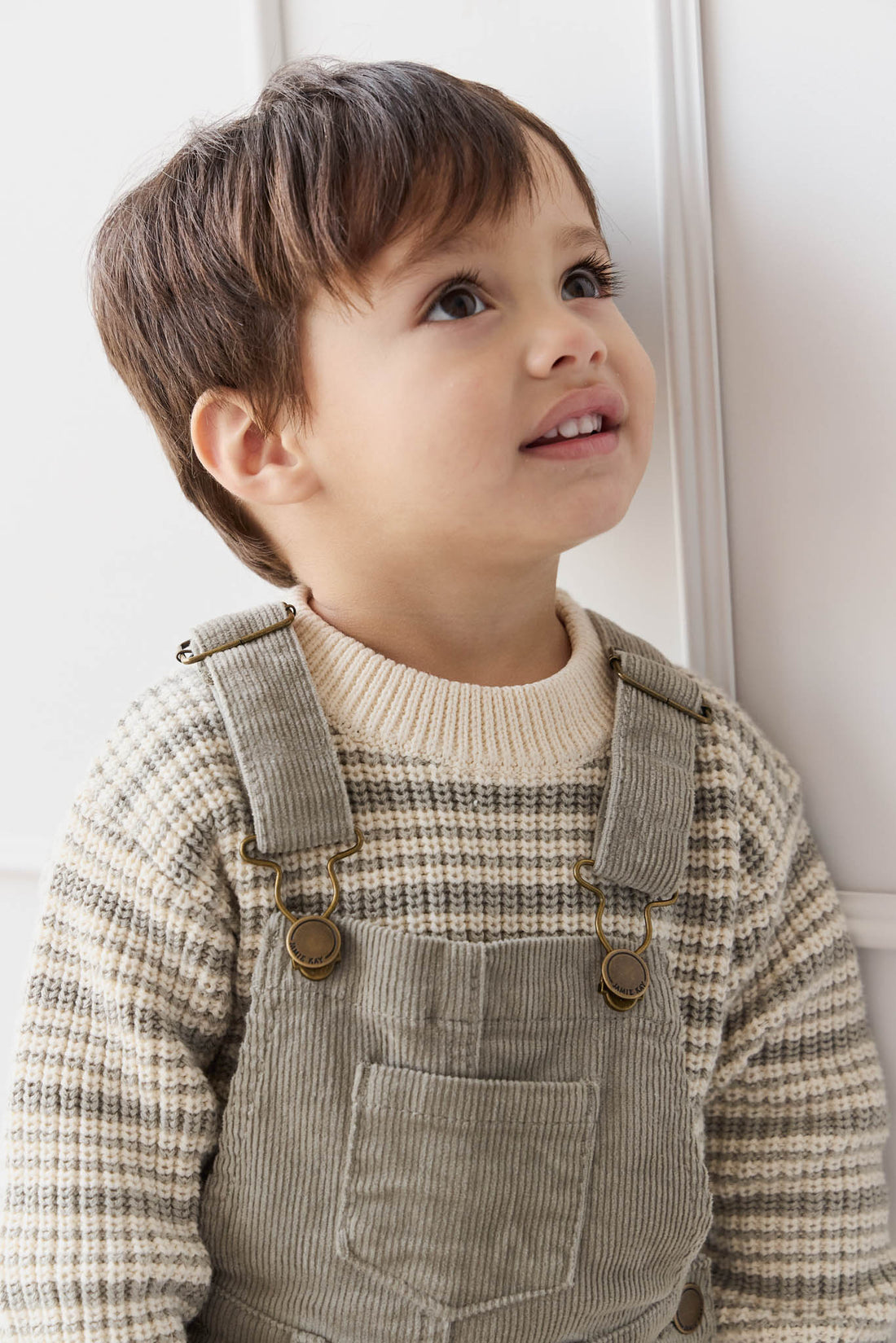 Leon Jumper - Harvest Stripe Moss/Cassava Childrens Jumper from Jamie Kay NZ