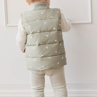 Organic Cotton Modal Everyday Legging - Narrow Stripe Moss/Cloud Childrens Legging from Jamie Kay NZ