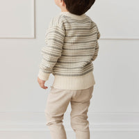 Leon Jumper - Harvest Stripe Moss/Cassava Childrens Jumper from Jamie Kay NZ