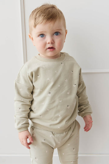 Organic Cotton Damien Sweatshirt - Fresh Apples Abbey Medium Childrens Sweatshirting from Jamie Kay NZ