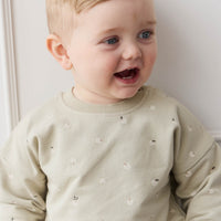 Organic Cotton Damien Sweatshirt - Fresh Apples Abbey Medium Childrens Sweatshirting from Jamie Kay NZ