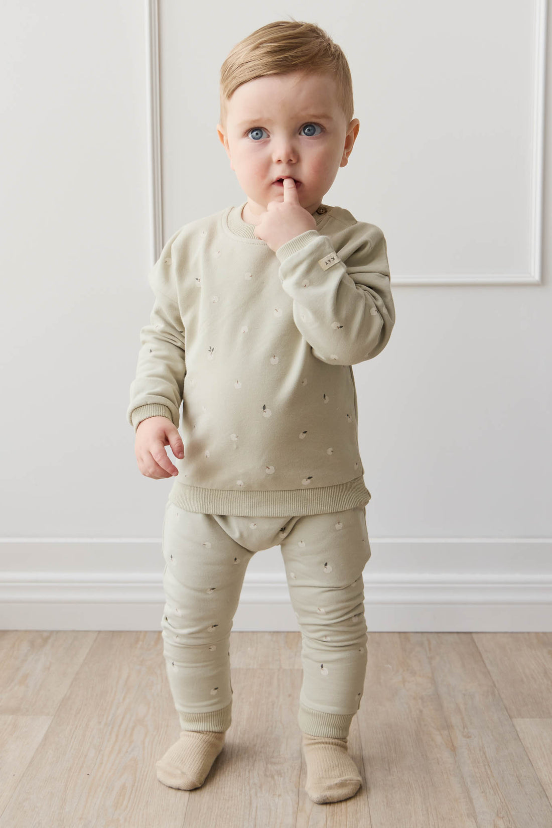 Organic Cotton Damien Sweatshirt - Fresh Apples Abbey Medium Childrens Sweatshirting from Jamie Kay NZ