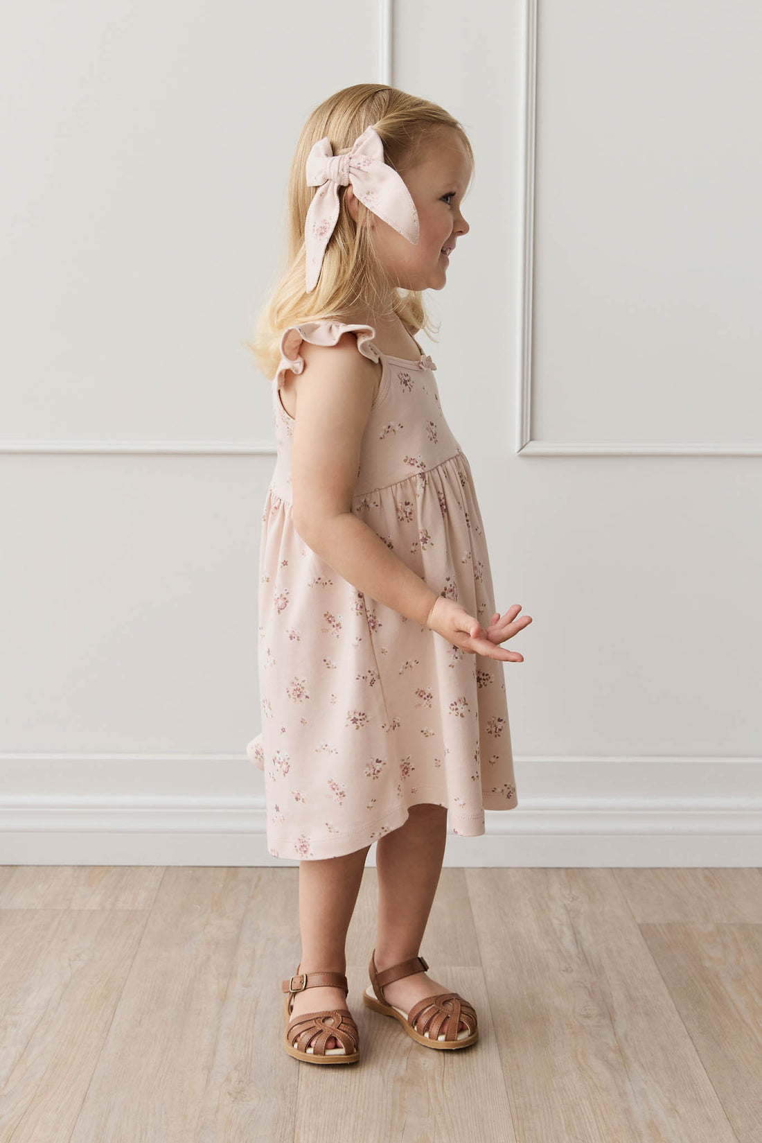 Organic Cotton Bow - Petite Fleur Soft Peony Childrens Bow from Jamie Kay NZ