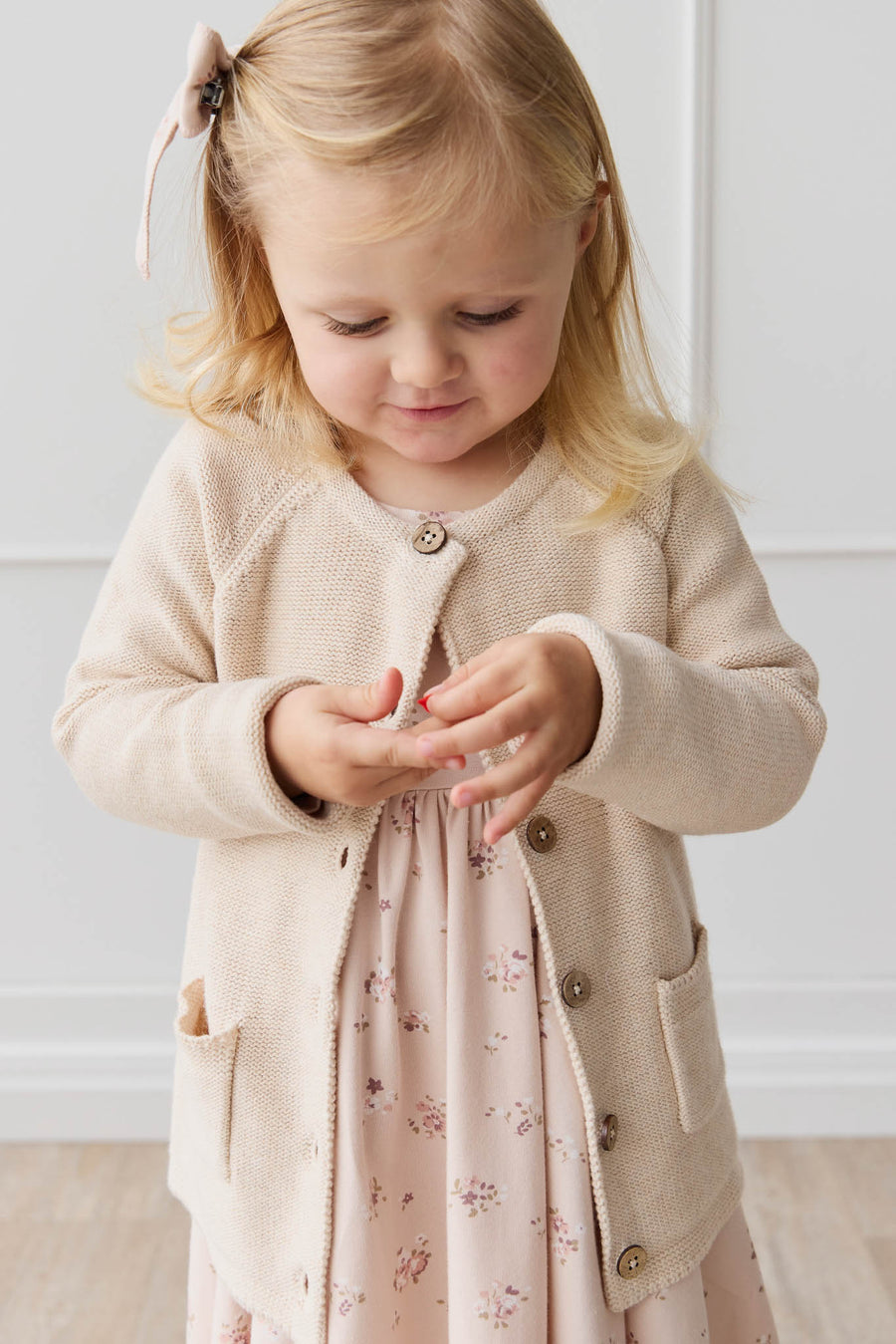 Aude Cardigan - Light Oatmeal Marle Childrens Cardigan from Jamie Kay NZ