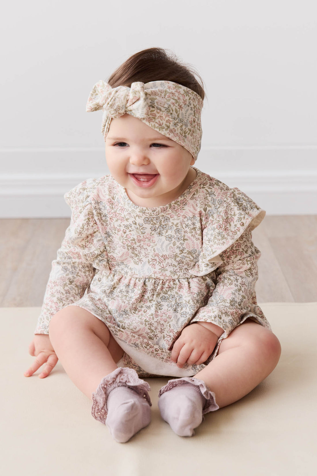 Organic Cotton Vivienne Playsuit - April Glacier Childrens Playsuit from Jamie Kay NZ