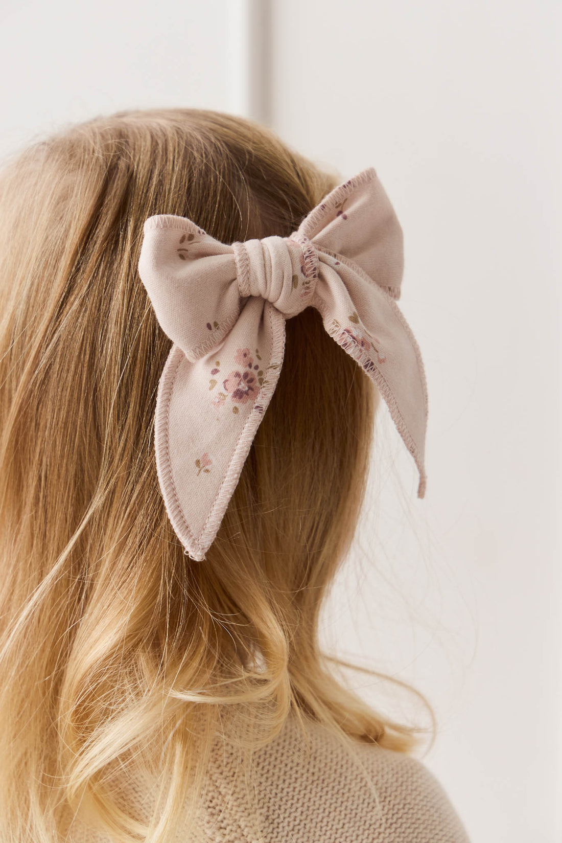 Organic Cotton Bow - Petite Fleur Soft Peony Childrens Bow from Jamie Kay NZ