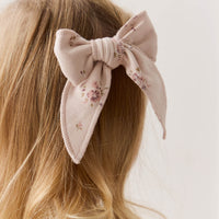 Organic Cotton Bow - Petite Fleur Soft Peony Childrens Bow from Jamie Kay NZ