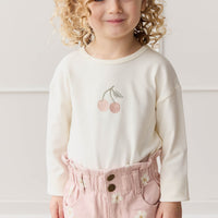 Pima Cotton Arnold Long Sleeve Top - Parchment Petite Cherry Childrens Top from Jamie Kay NZ