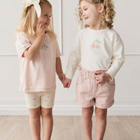 Pima Cotton Arnold Long Sleeve Top - Parchment Petite Cherry Childrens Top from Jamie Kay NZ