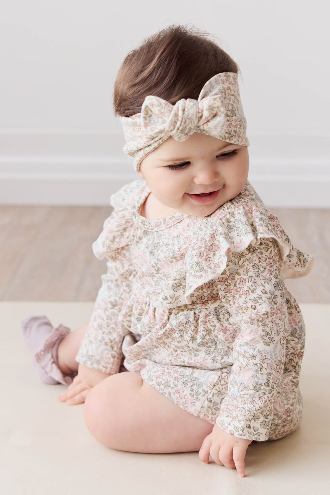 Organic Cotton Vivienne Playsuit - April Glacier Childrens Playsuit from Jamie Kay NZ