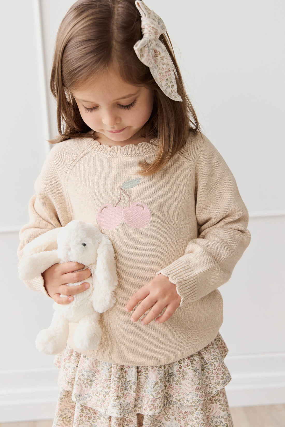 Audrey Jumper - Oatmeal Marle Cherry Love Childrens Jumper from Jamie Kay NZ