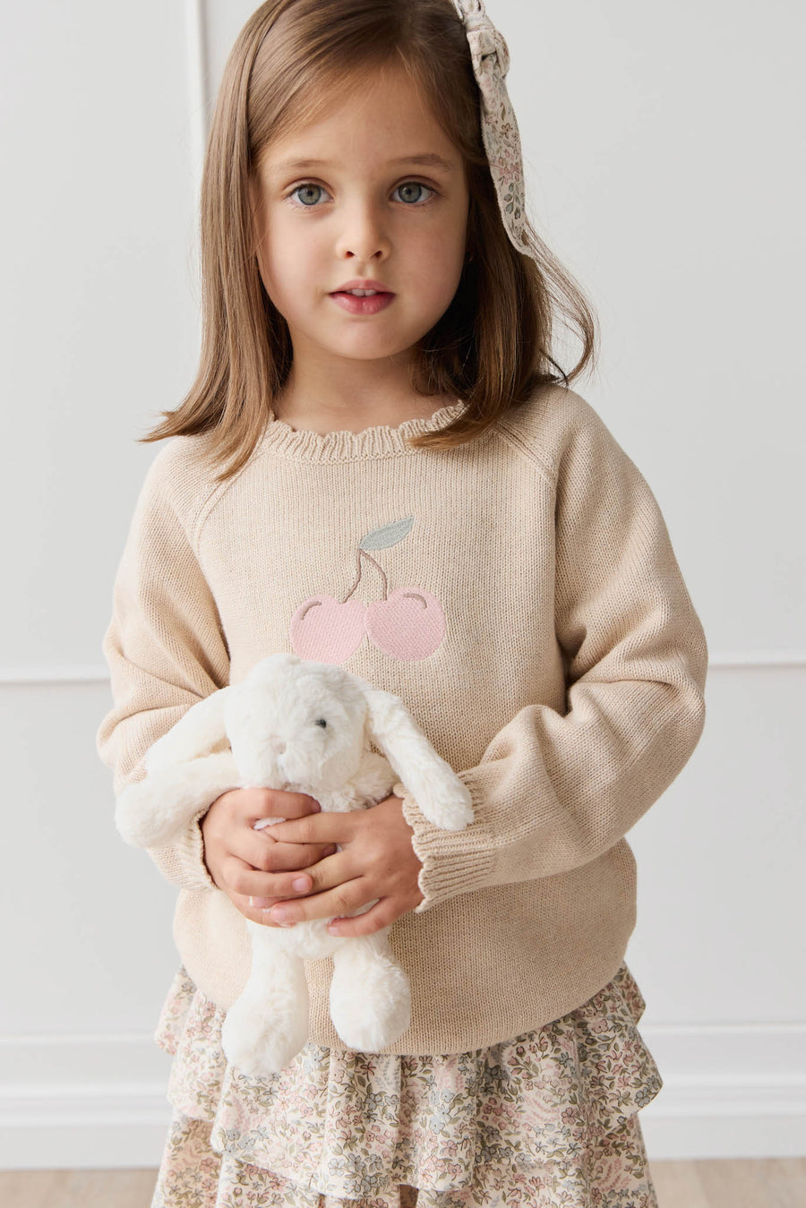 Audrey Jumper - Oatmeal Marle Cherry Love Childrens Jumper from Jamie Kay NZ