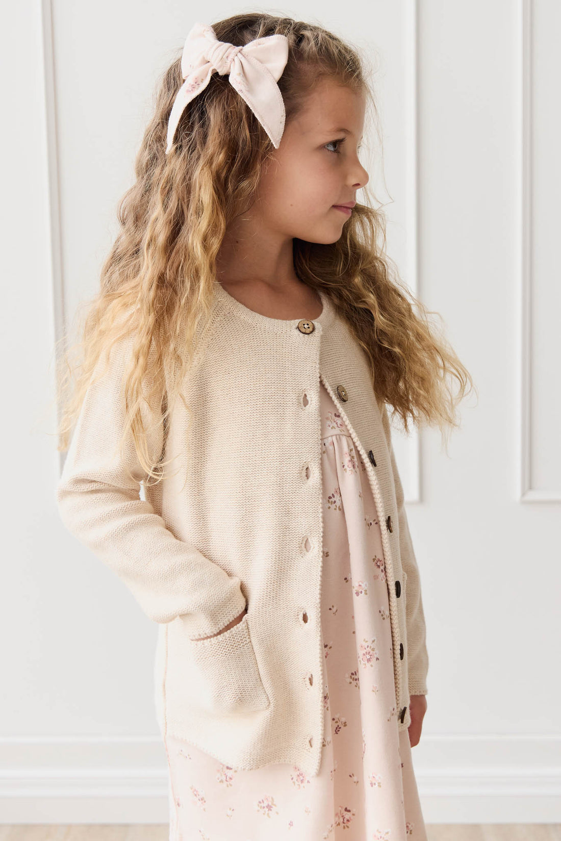 Aude Cardigan - Light Oatmeal Marle Childrens Cardigan from Jamie Kay NZ