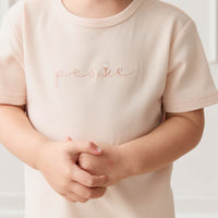 Pima Cotton Aude Oversized Tee - Ballet Pink Posie Childrens Top from Jamie Kay NZ