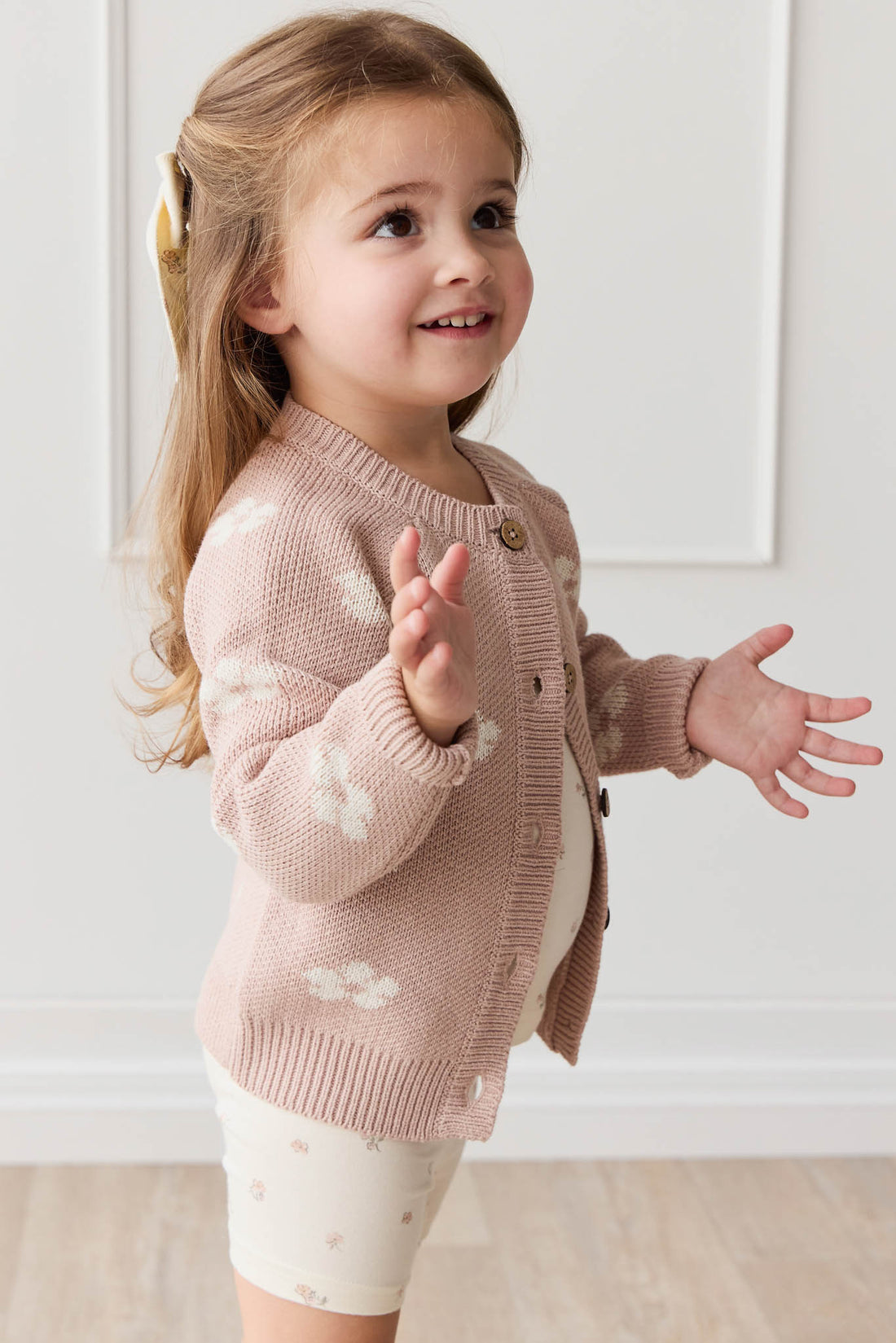 Harper Cardigan - Frankie Knit Rose Childrens Cardigan from Jamie Kay NZ