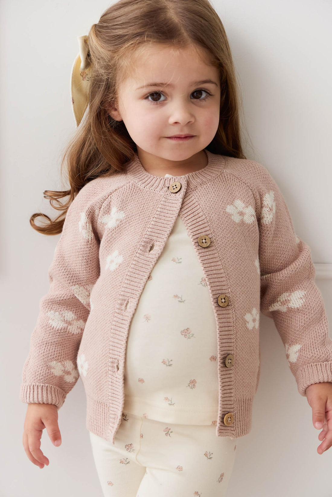 Harper Cardigan - Frankie Knit Rose Childrens Cardigan from Jamie Kay NZ