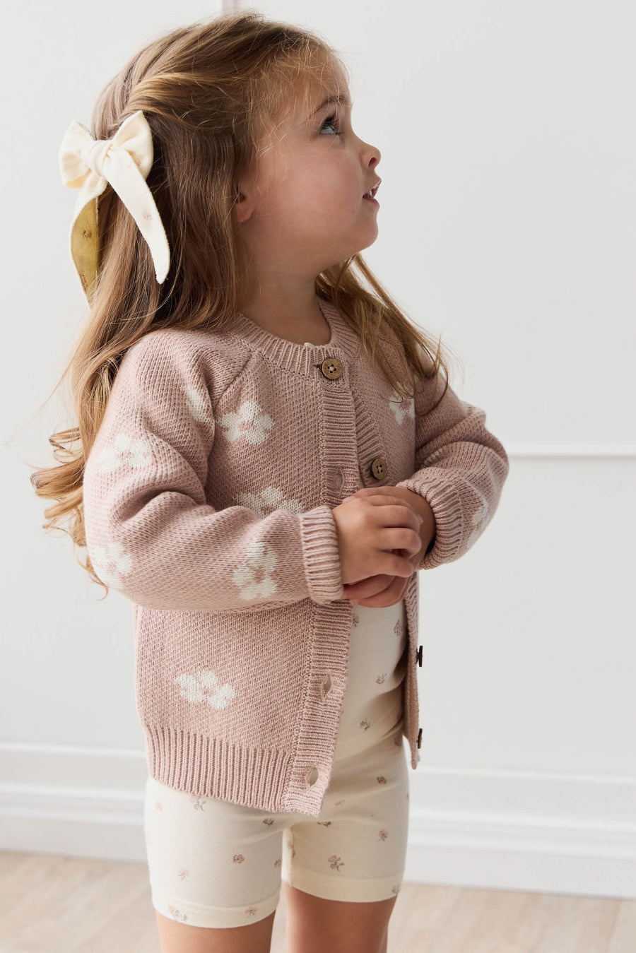 Harper Cardigan - Frankie Knit Rose Childrens Cardigan from Jamie Kay NZ