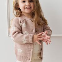 Harper Cardigan - Frankie Knit Rose Childrens Cardigan from Jamie Kay NZ