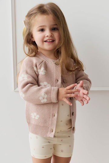 Harper Cardigan - Frankie Knit Rose Childrens Cardigan from Jamie Kay NZ