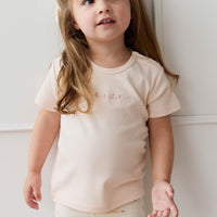 Pima Cotton Aude Oversized Tee - Ballet Pink Posie Childrens Top from Jamie Kay NZ