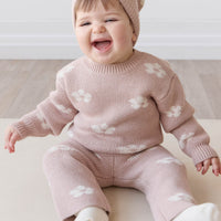 OG Morgan Knit Pant - Frankie Knit Rose Childrens Pant from Jamie Kay NZ