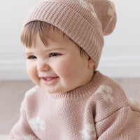 Addison Beanie - Frankie Knit Rose Childrens Beanie from Jamie Kay NZ