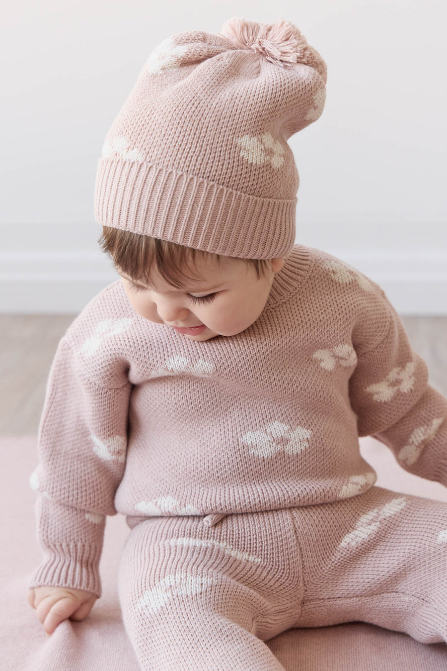 Addison Beanie - Frankie Knit Rose Childrens Beanie from Jamie Kay NZ