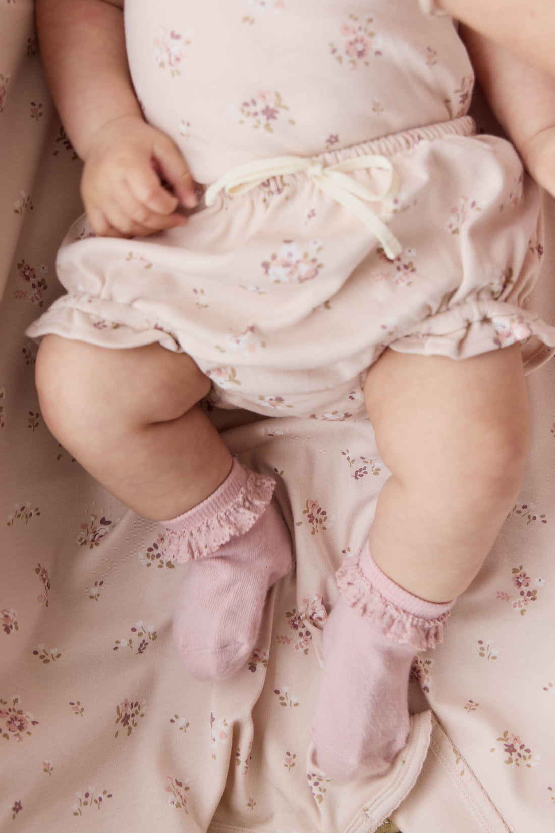 Organic Cotton Frill Bloomer - Petite Fleur Soft Peony Childrens Bloomer from Jamie Kay NZ