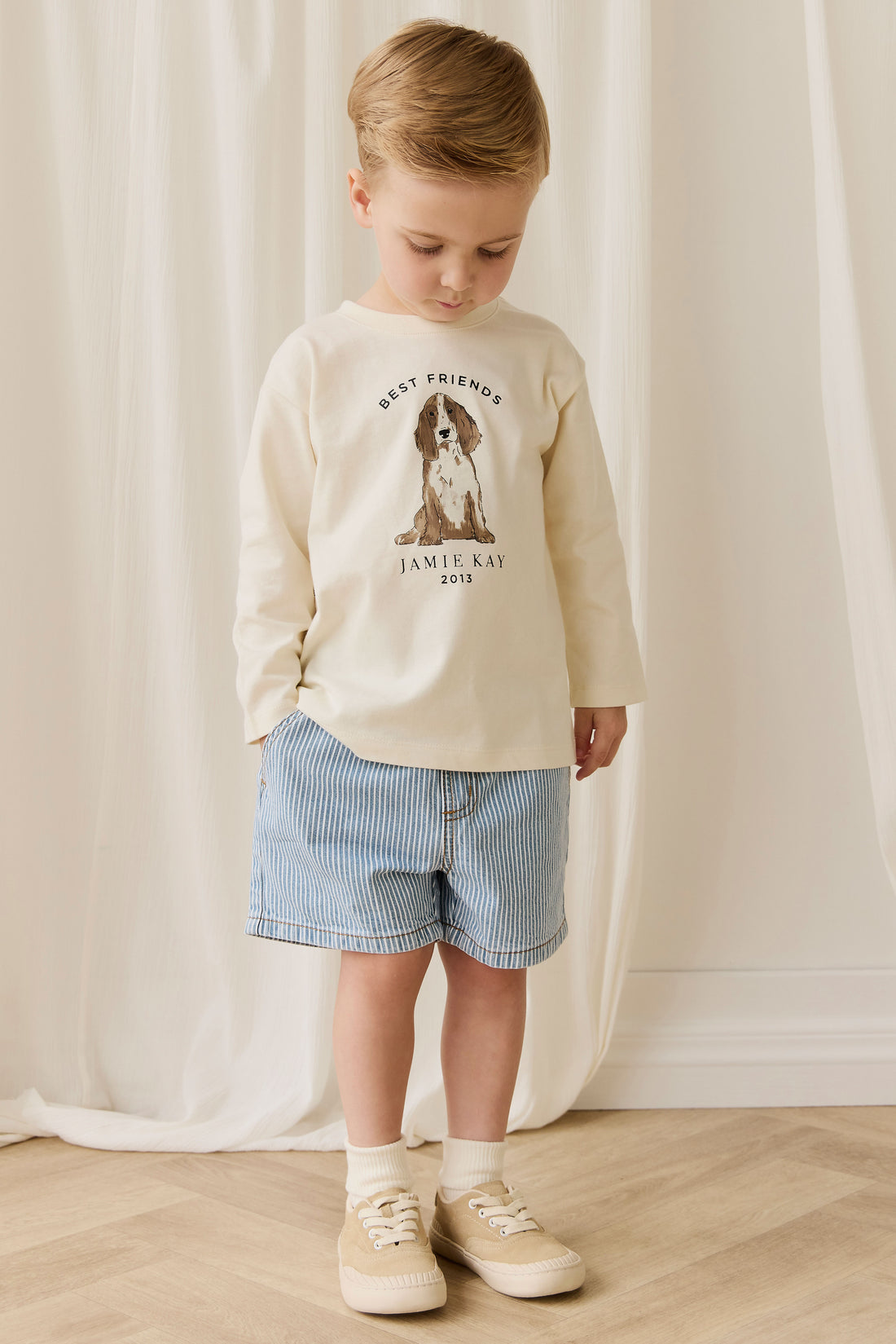 Reid Denim Short - Holiday Stripe Childrens Shorts from Jamie Kay NZ