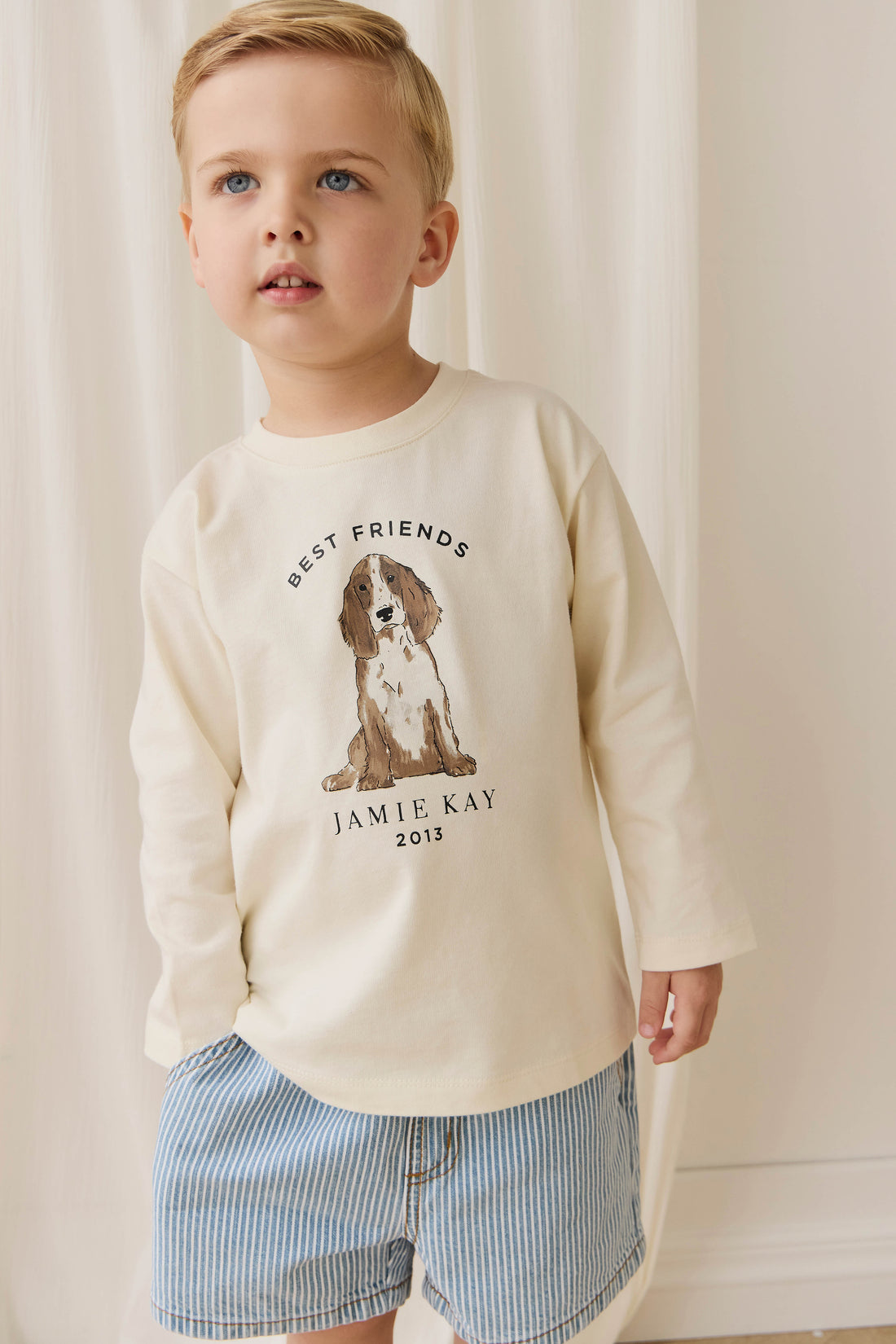 Marshall Long Sleeve Top - Parchment Best Friends Childrens Top from Jamie Kay NZ