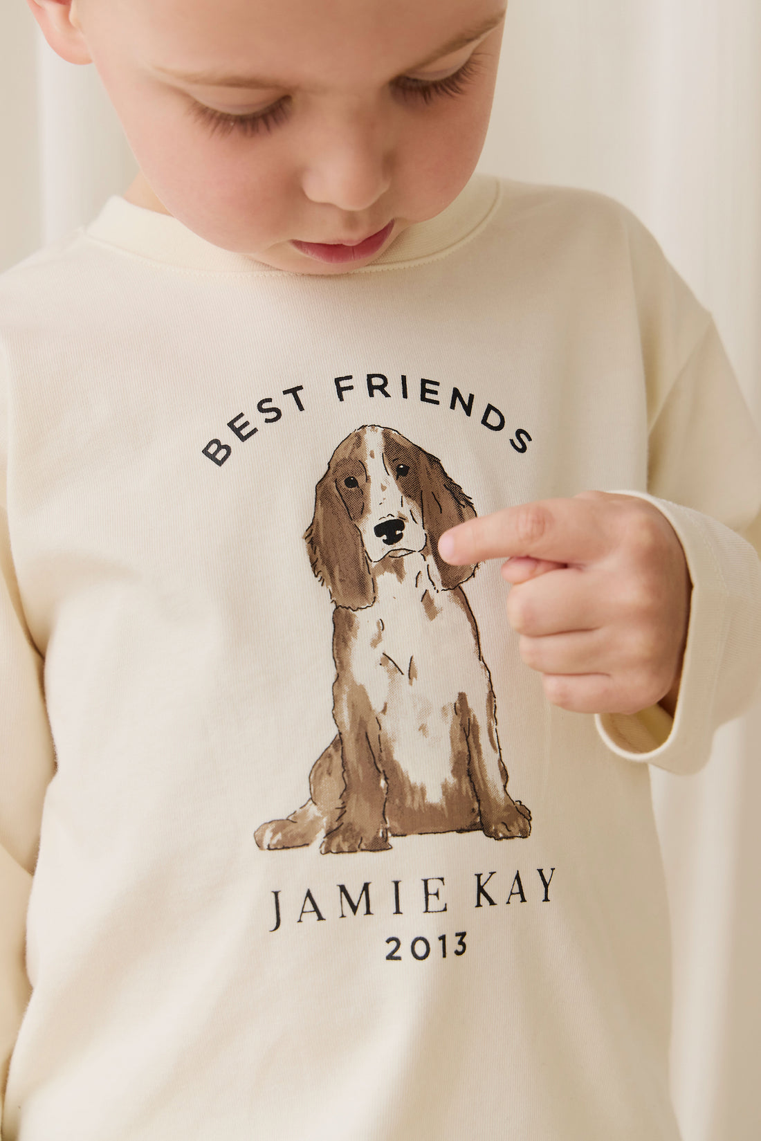 Marshall Long Sleeve Top - Parchment Best Friends Childrens Top from Jamie Kay NZ