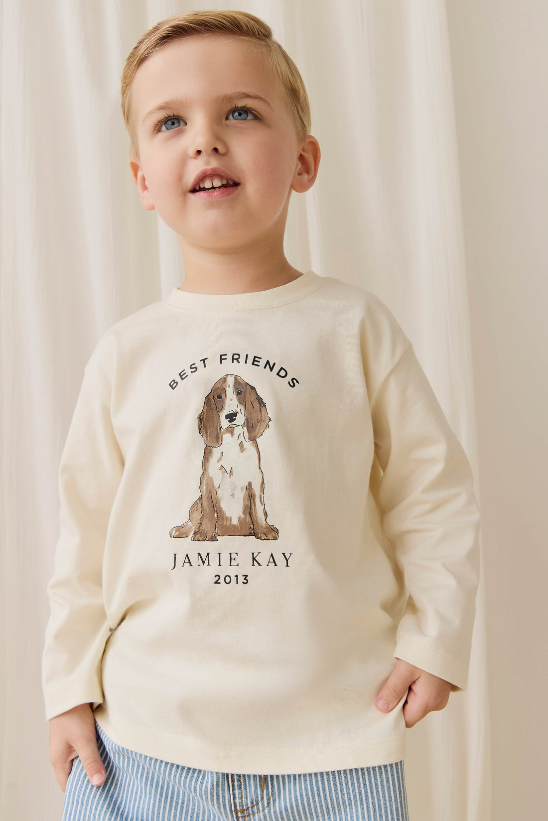 Marshall Long Sleeve Top - Parchment Best Friends Childrens Top from Jamie Kay NZ