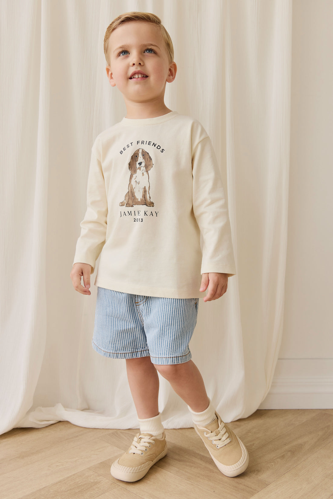 Reid Denim Short - Holiday Stripe Childrens Shorts from Jamie Kay NZ